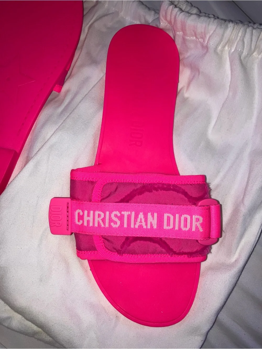 Dior Hot Pink Christian Dior Logo Slide Slides - Picture 4 of 5